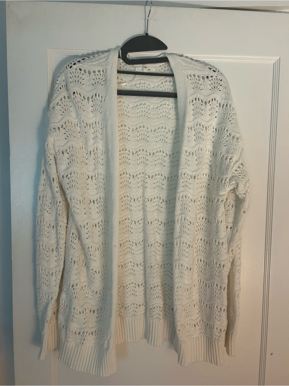 Maurices White Open-Front Eyelet Cardigan